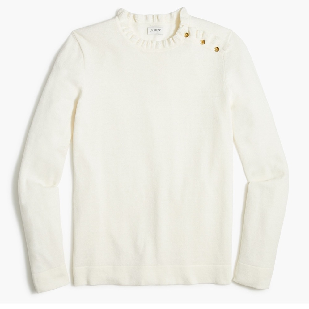 J. Crew Factory Ruffle sweater with buttons BC568